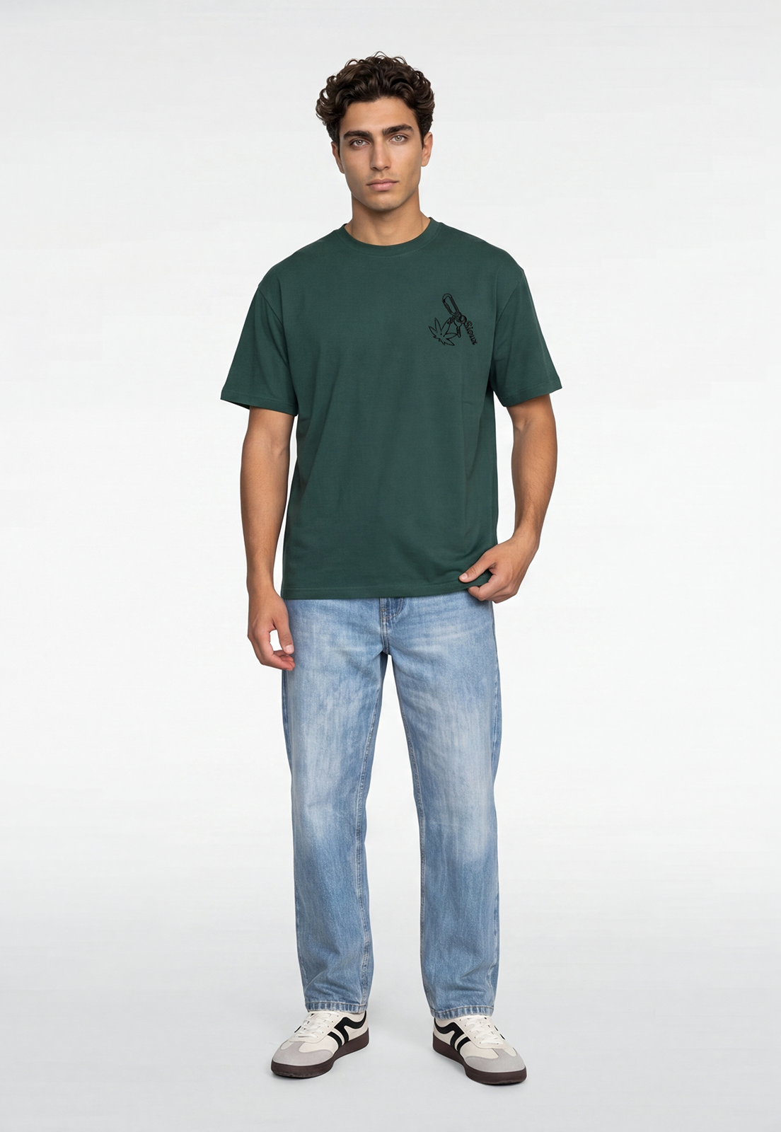 Polera Hombre Frase Bordado Verde 2