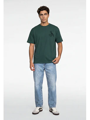 Polera Hombre Frase Bordado Verde