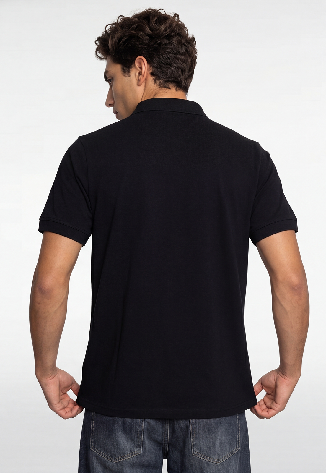 Polera Hombre Piqué Cierre Negro 3