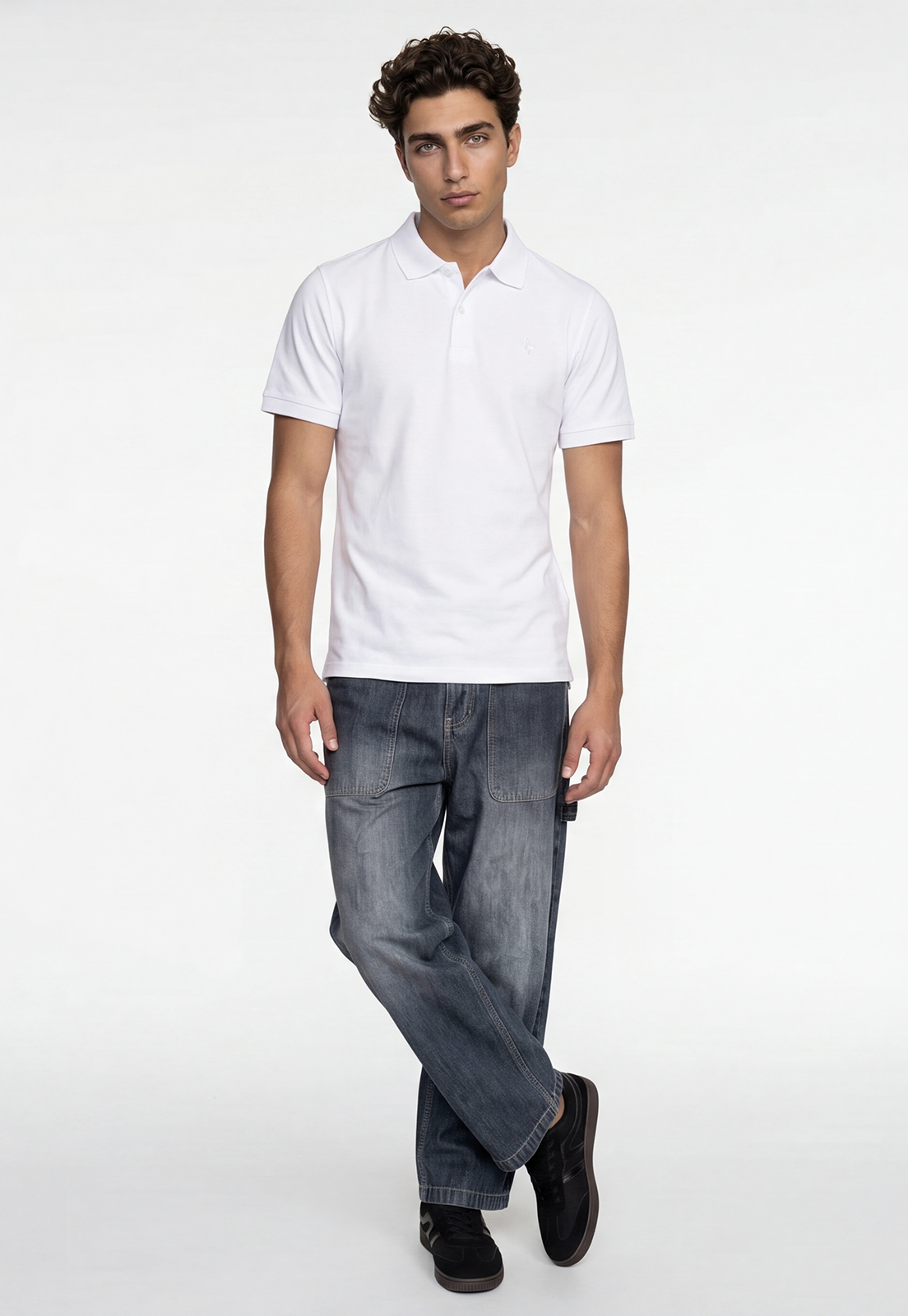 Polera Hombre Piqué Blanco 2