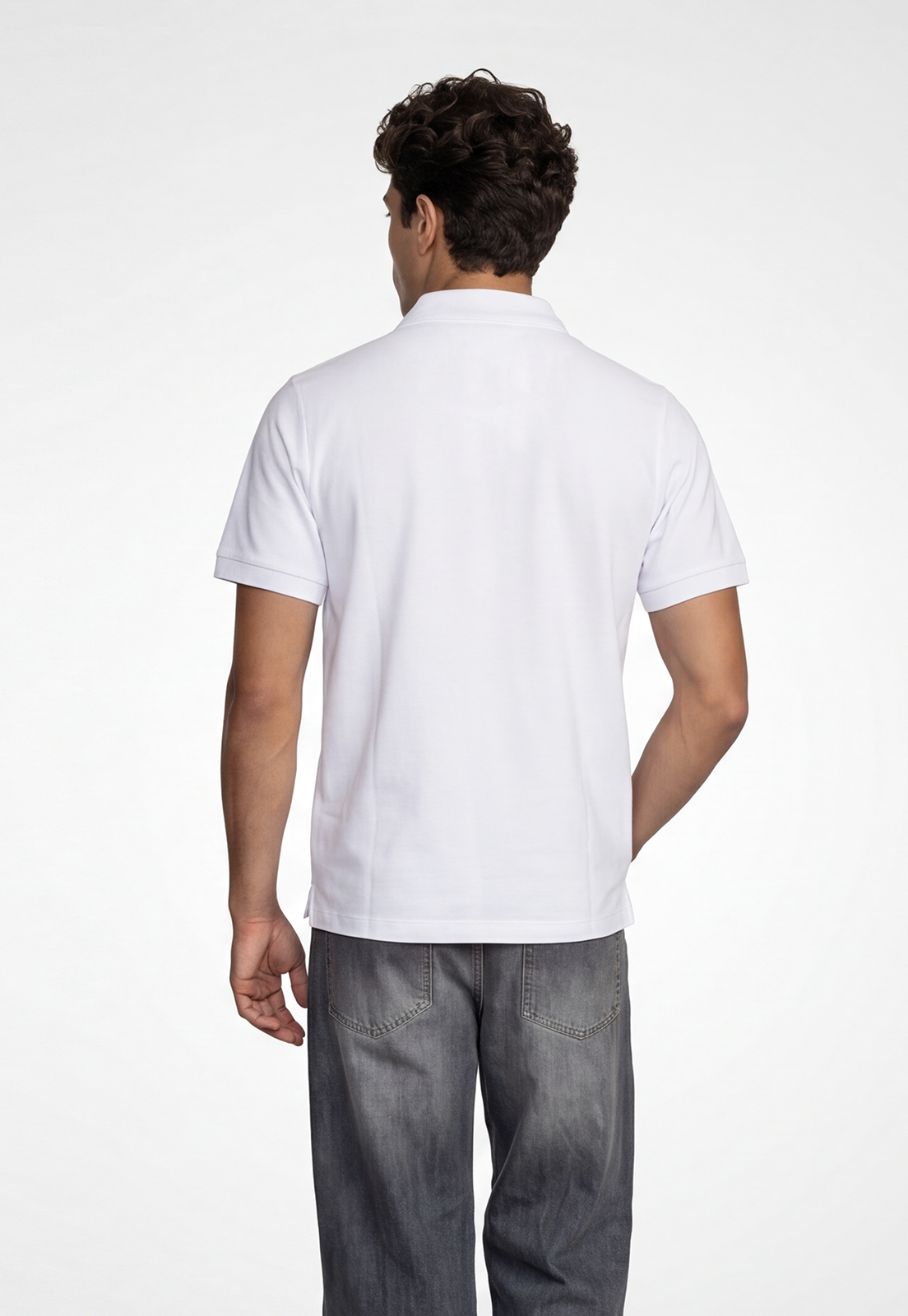 Polera Hombre Piqué Blanco 4