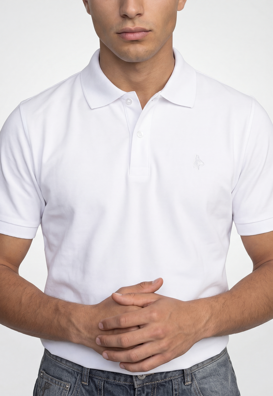 Polera Hombre Piqué Blanco 3