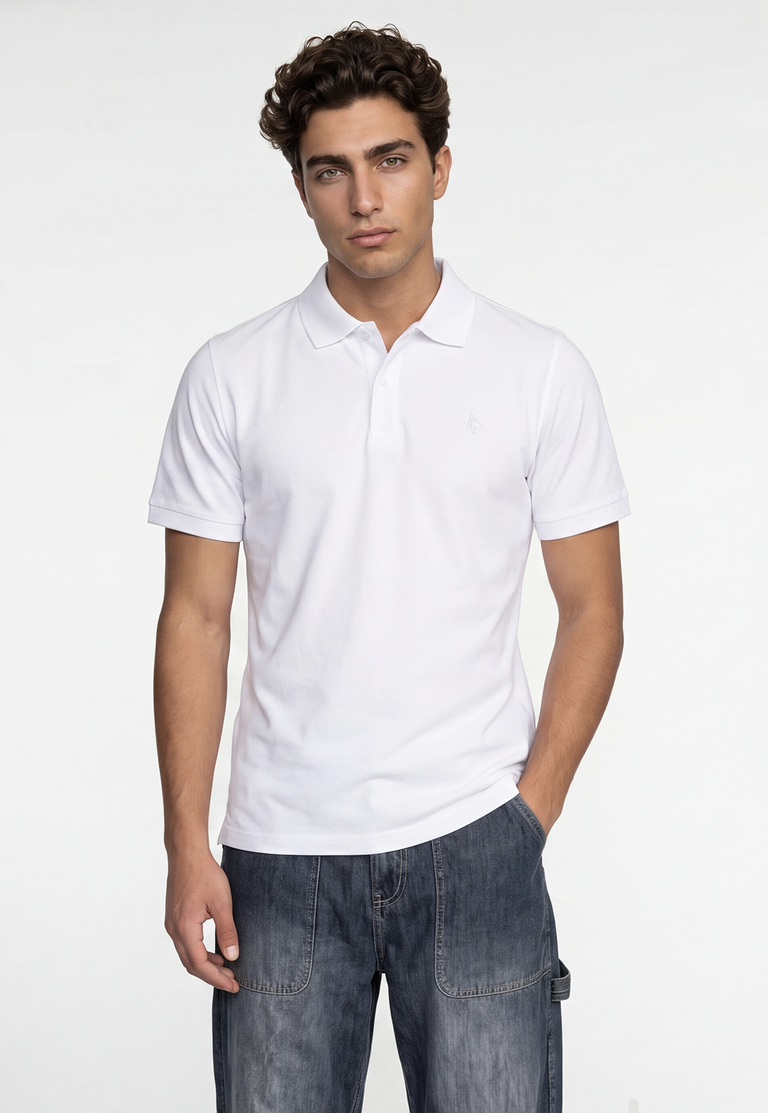 Polera Hombre Piqué Blanco 1