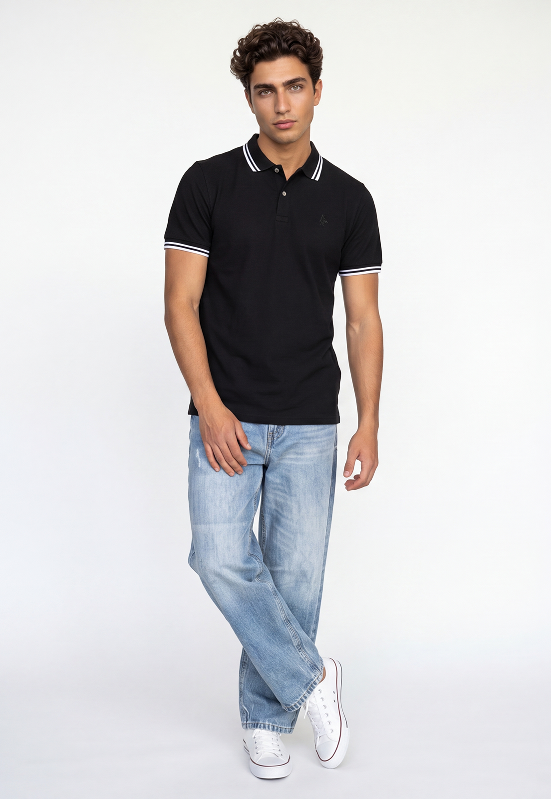 Polera Hombre Piqué Negro 2