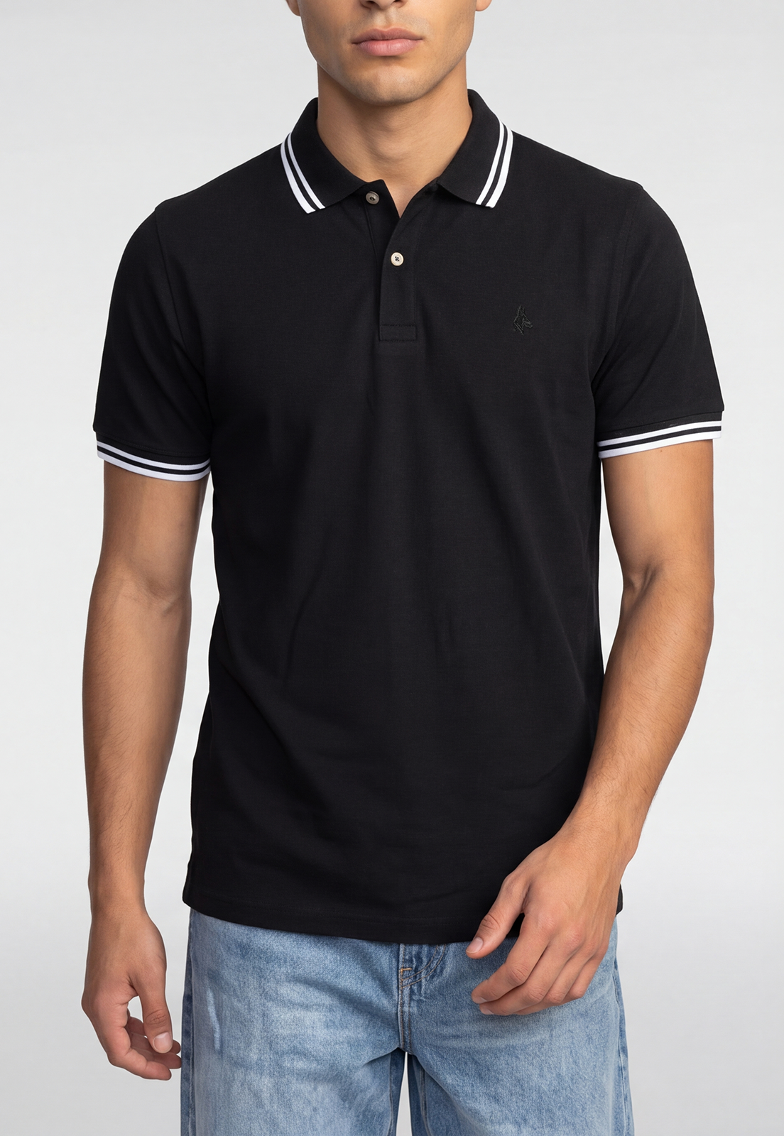Polera Hombre Piqué Negro 3