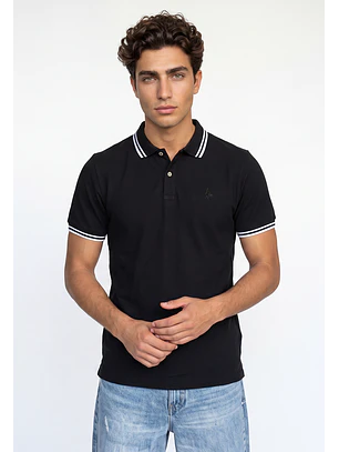 Polera Hombre Piqué Negro