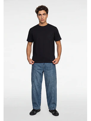 Polera Hombre Bordados Negro