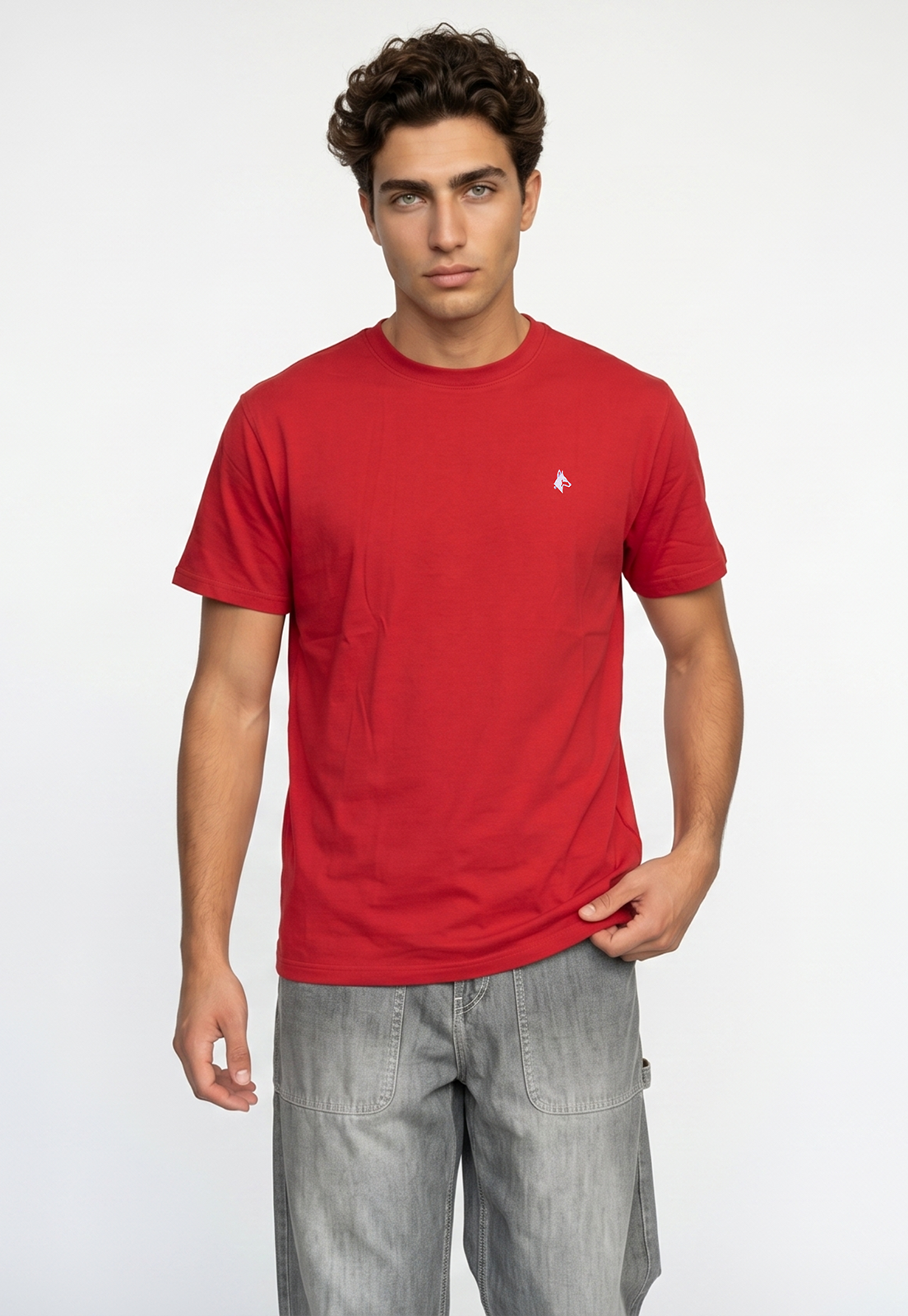 Polera Hombre Bordado Rojo 1