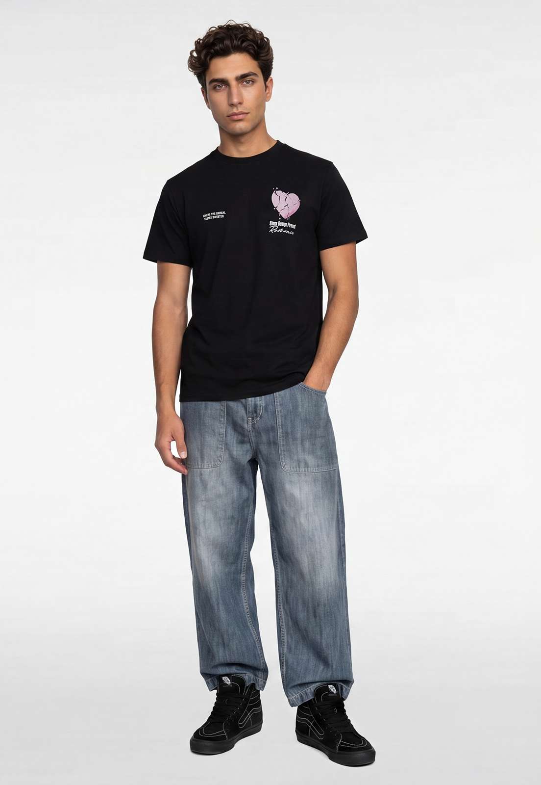 Polera Hombre Corazón Diablo Negro 2