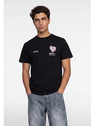 Polera Hombre Corazón Diablo Negro