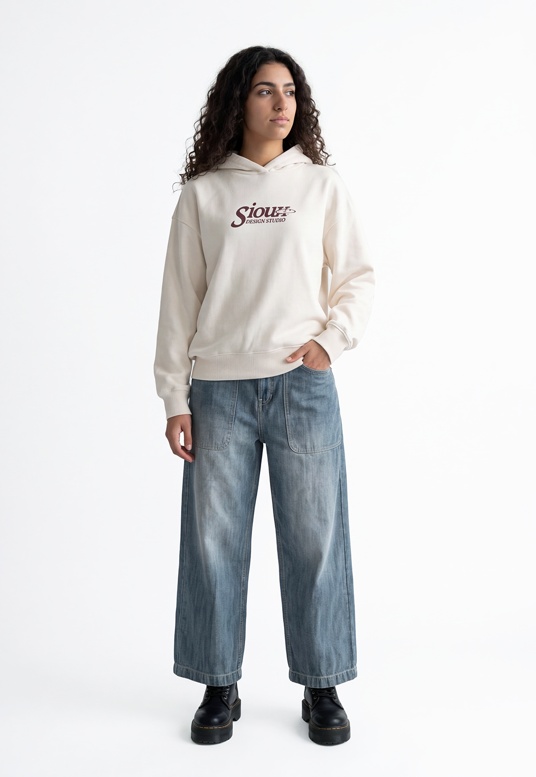 Polerón Mujer Hoodie Stars Back Crudo 2