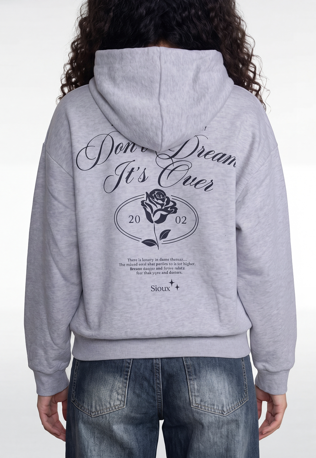 Polerón Mujer Hoodie Stars Back Gris 4