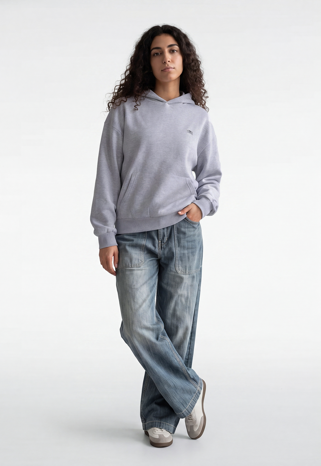Polerón Mujer Hoodie Stars Back Gris 2