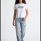 Polera Mujer Texto Bordado Y Flock Blanco - Miniatura 3
