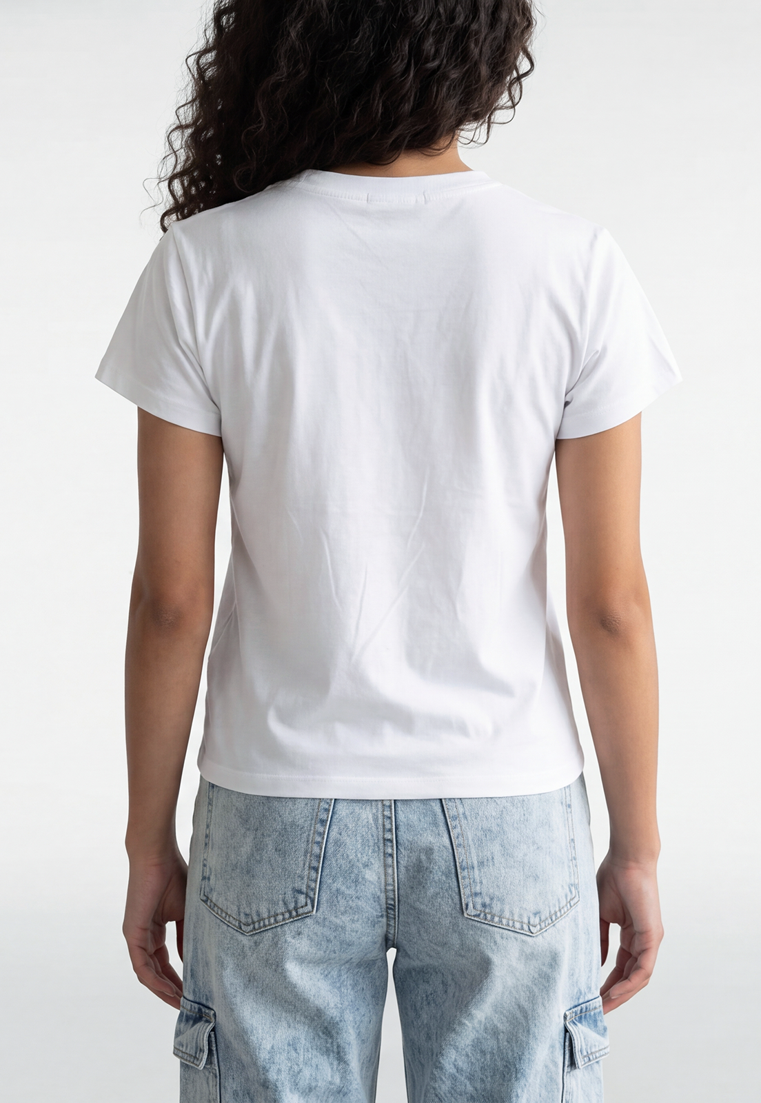 Polera Mujer Texto Bordado Y Flock Blanco 4