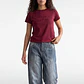 Polera Mujer Texto Bordado Y Flock Burdeo - Miniatura 1