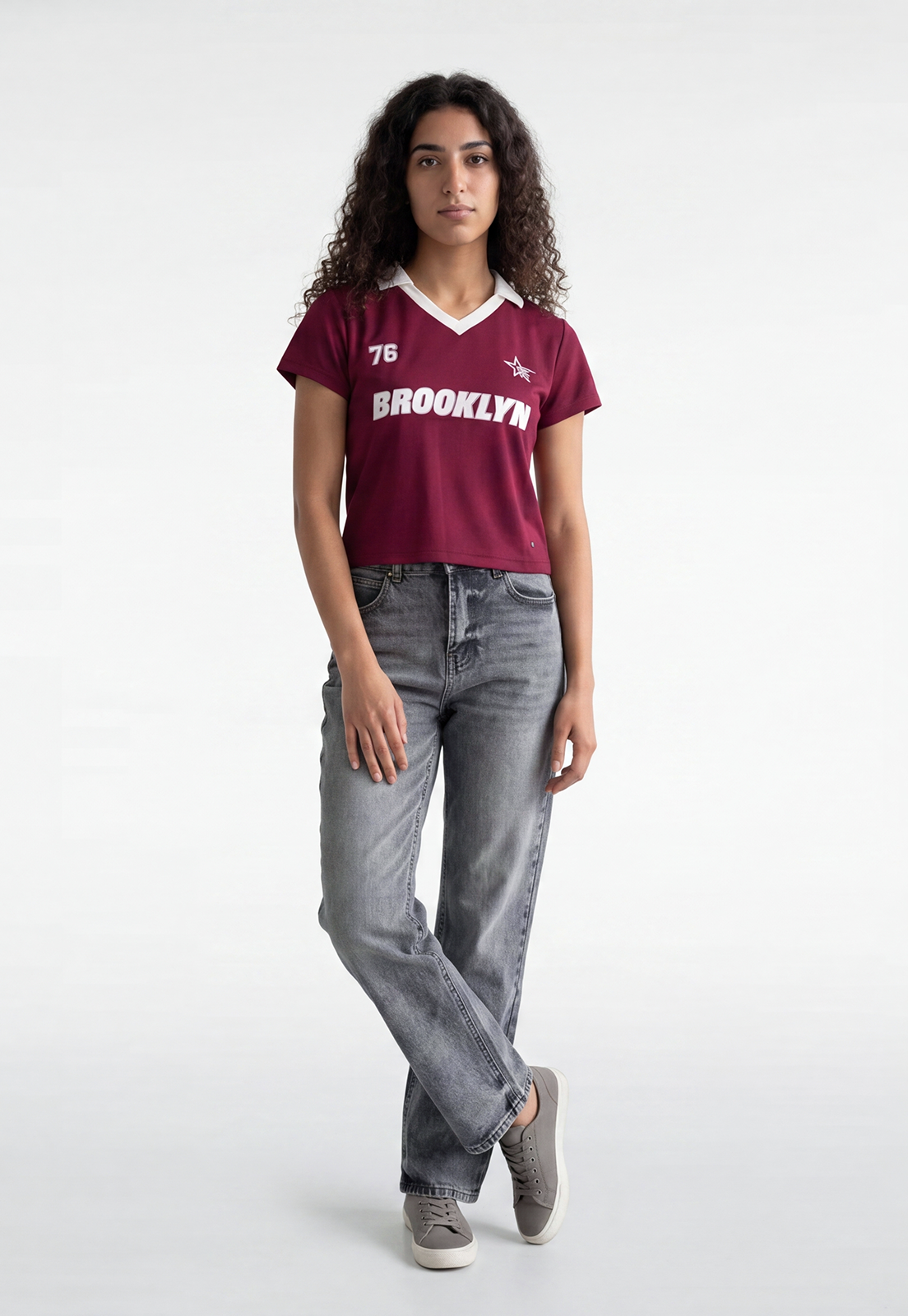 Polera Mujer Con Cuello Burdeo 4