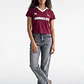Polera Mujer Con Cuello Burdeo - Miniatura 4