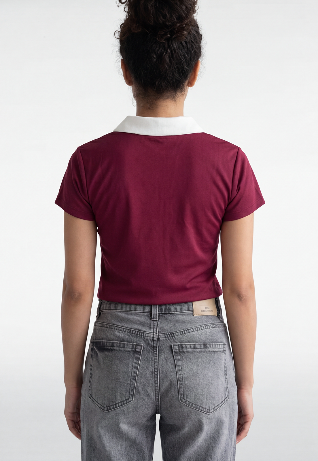 Polera Mujer Con Cuello Burdeo 3