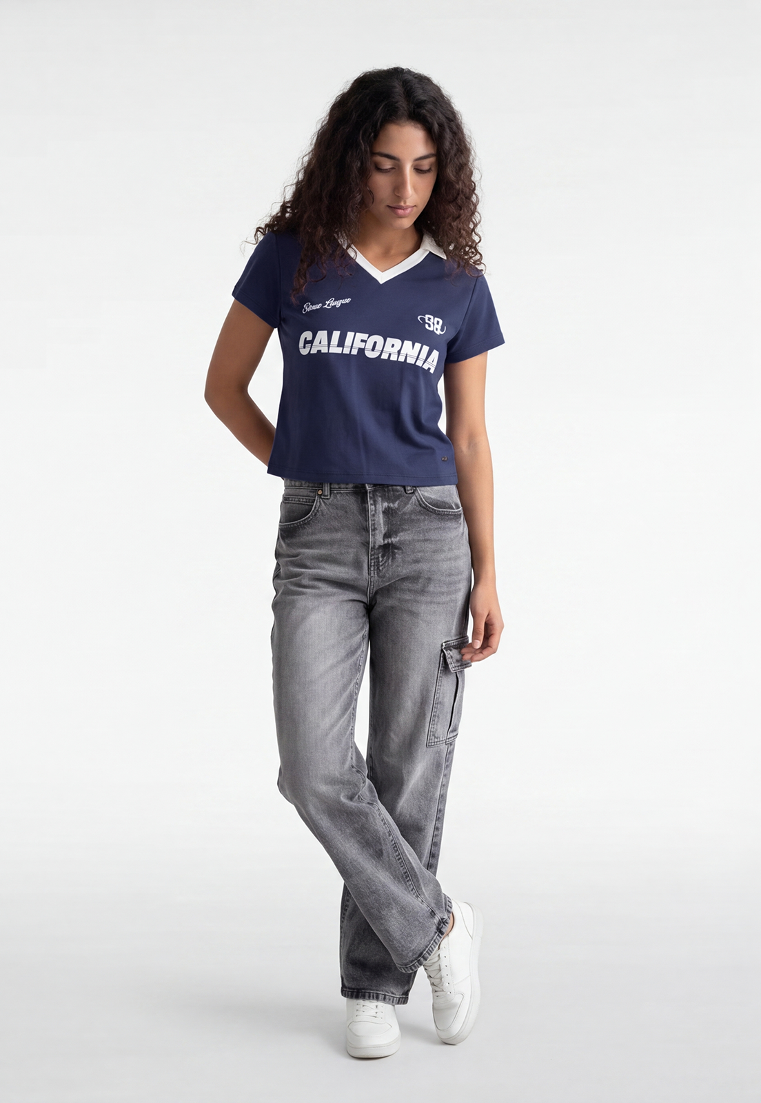 Polera Mujer Con Cuello Azul 4