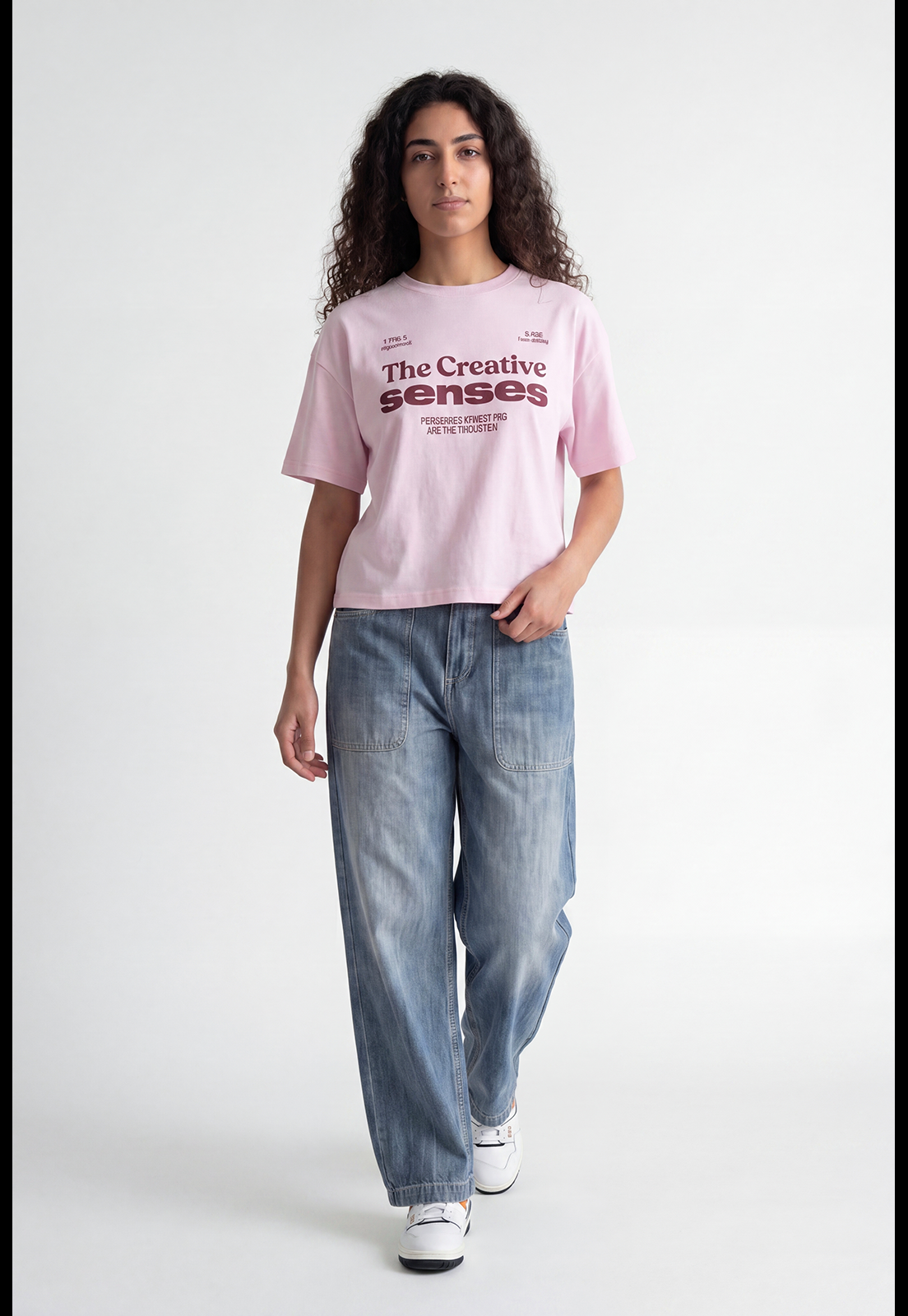 Polera Mujer Boxy Fit Print Rosado 4