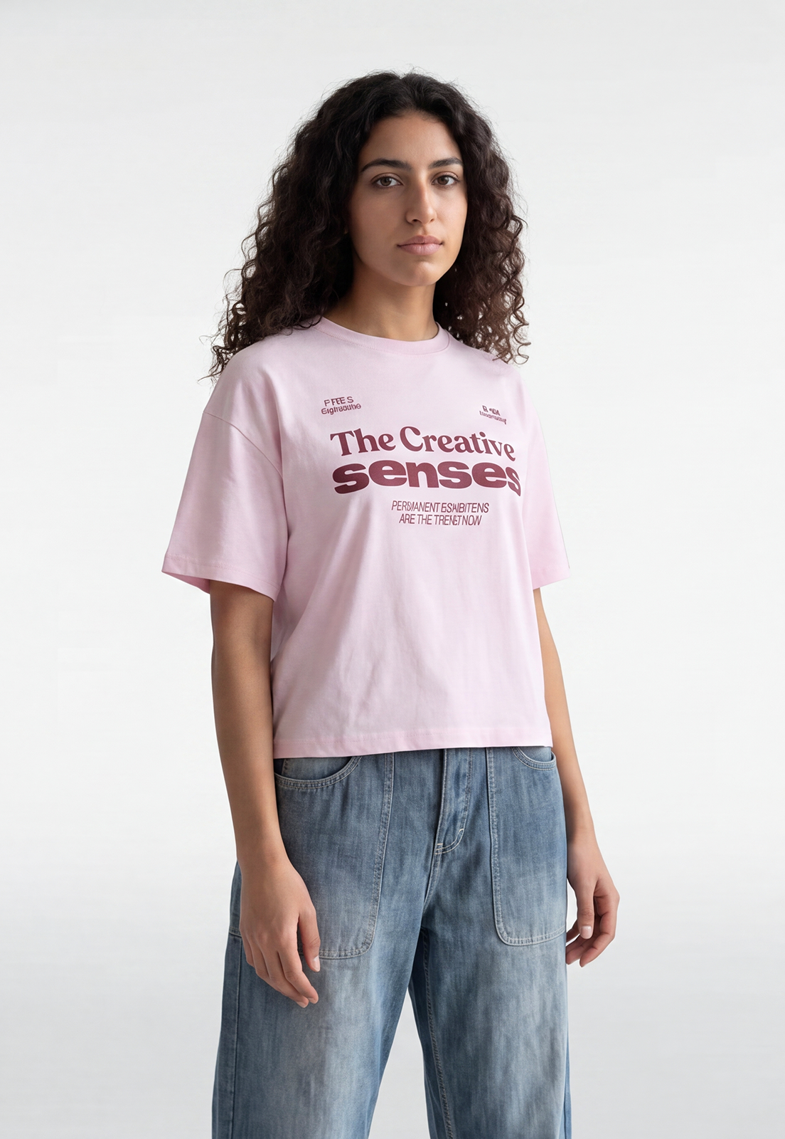 Polera Mujer Boxy Fit Print Rosado 1