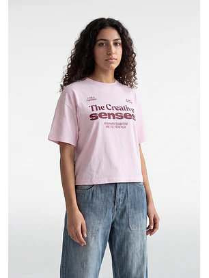 Polera Mujer Boxy Fit Print Rosado