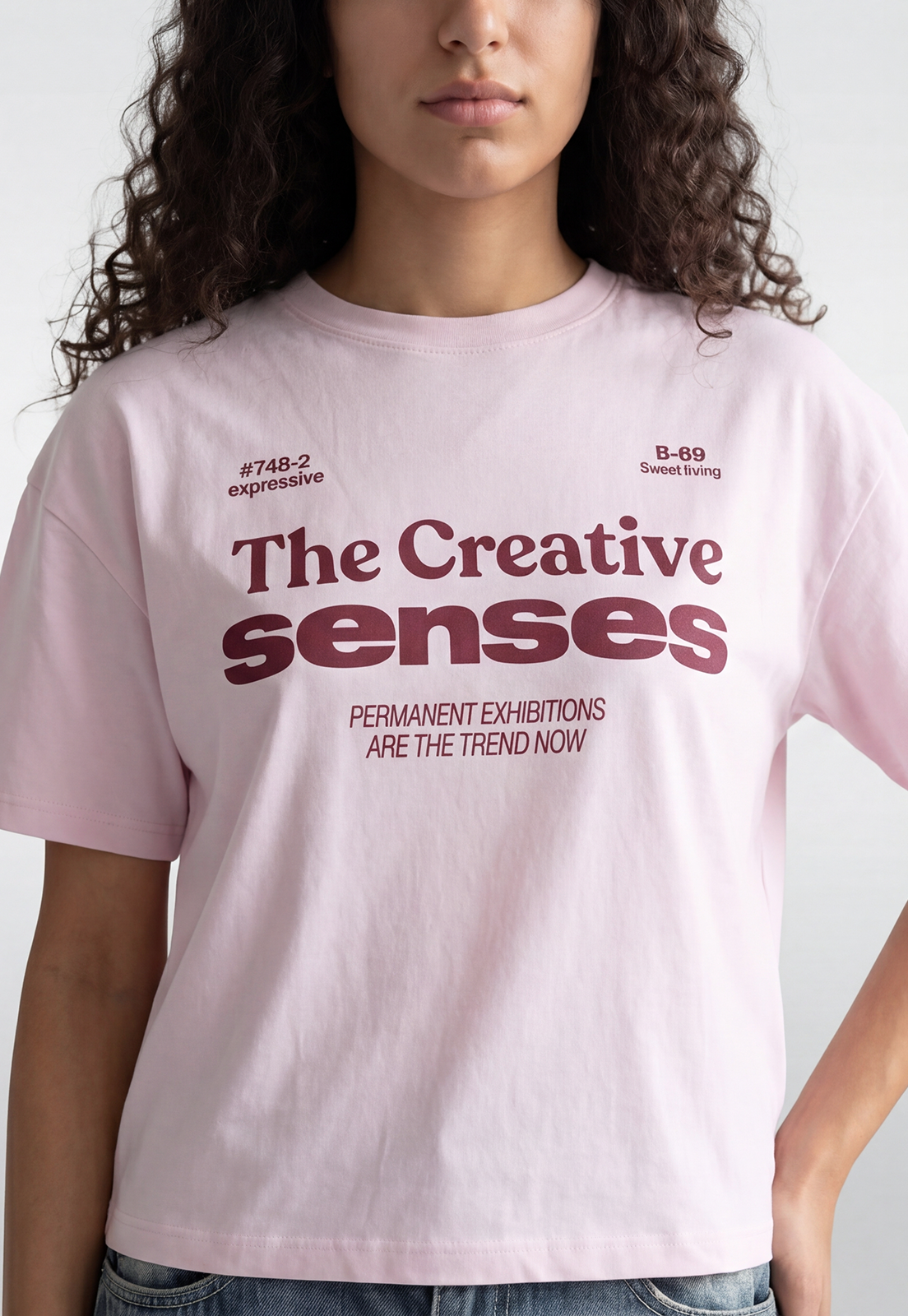 Polera Mujer Boxy Fit Print Rosado 2