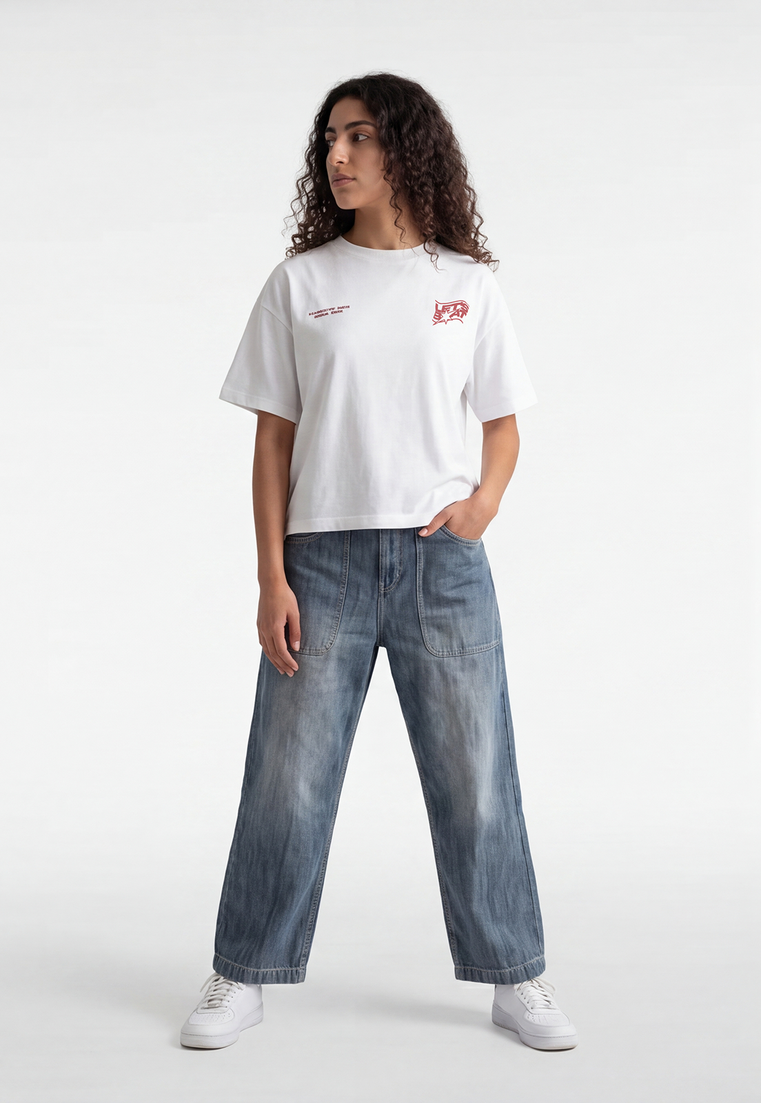 Polera Mujer Boxy Fit Print Crudo 2