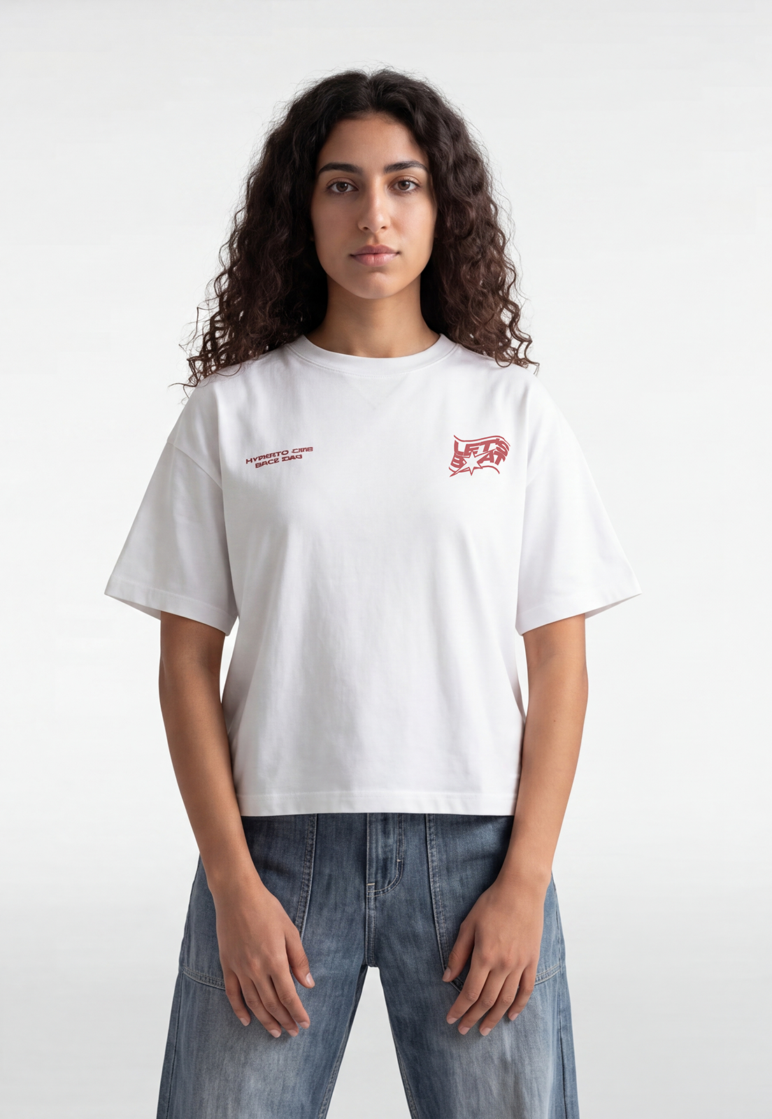 Polera Mujer Boxy Fit Print Crudo 1
