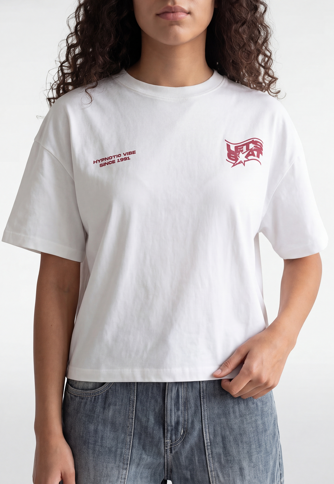 Polera Mujer Boxy Fit Print Crudo 3