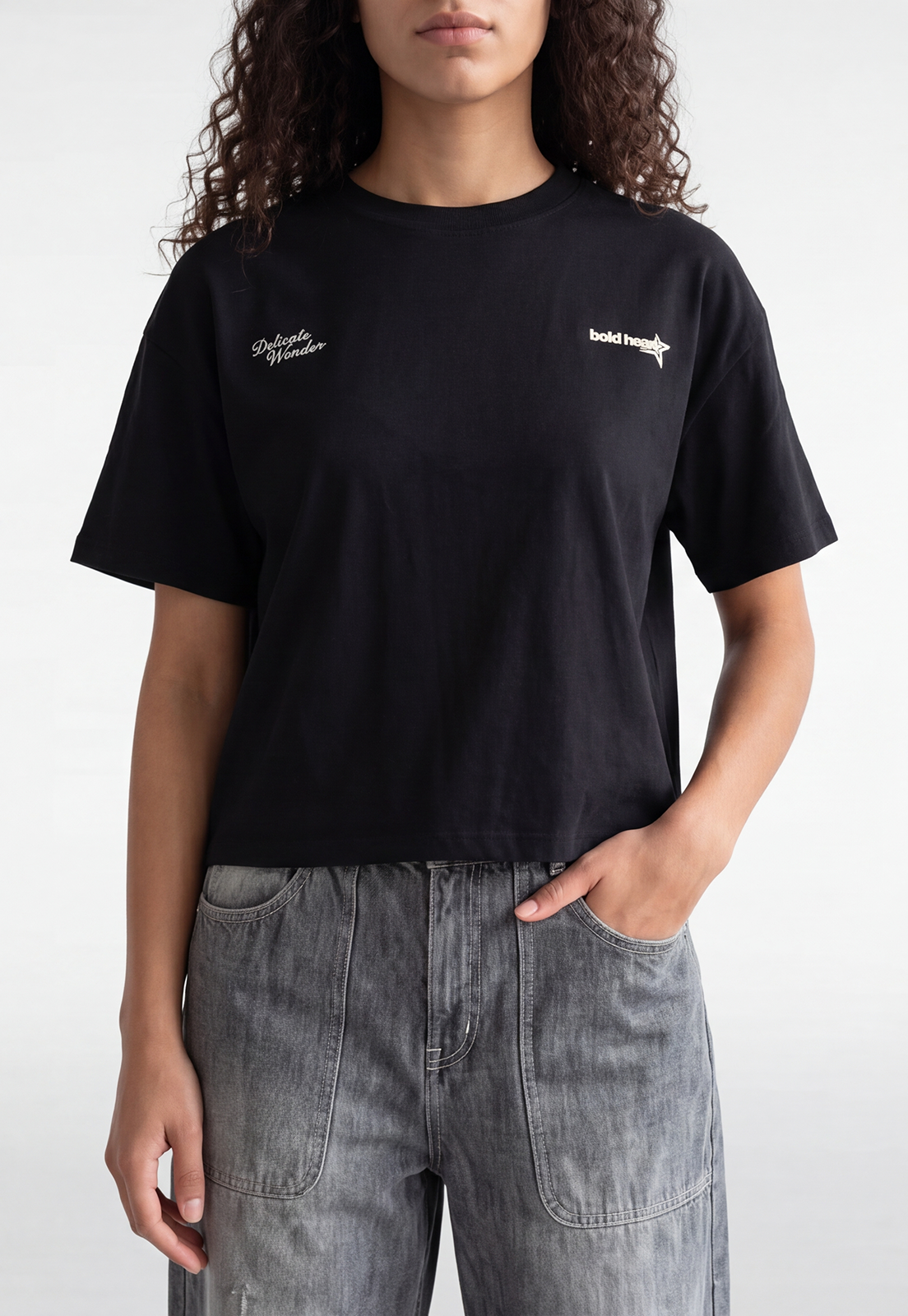 Polera Mujer Boxy Fit Print Negro 4