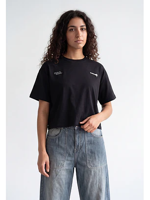 Polera Mujer Boxy Fit Print Negro