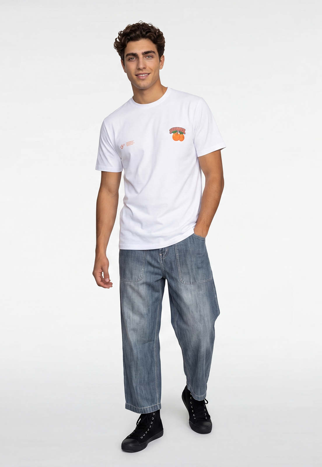 Polera Hombre Naranjas Blanco 2