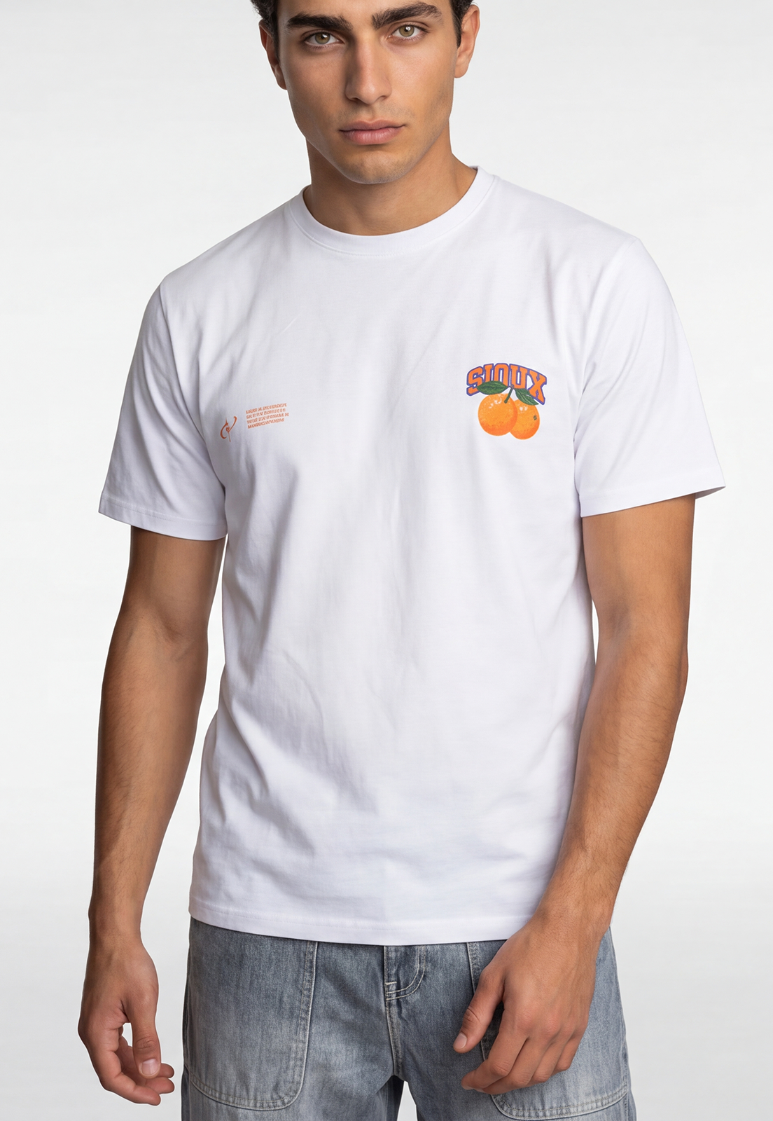 Polera Hombre Naranjas Blanco 3