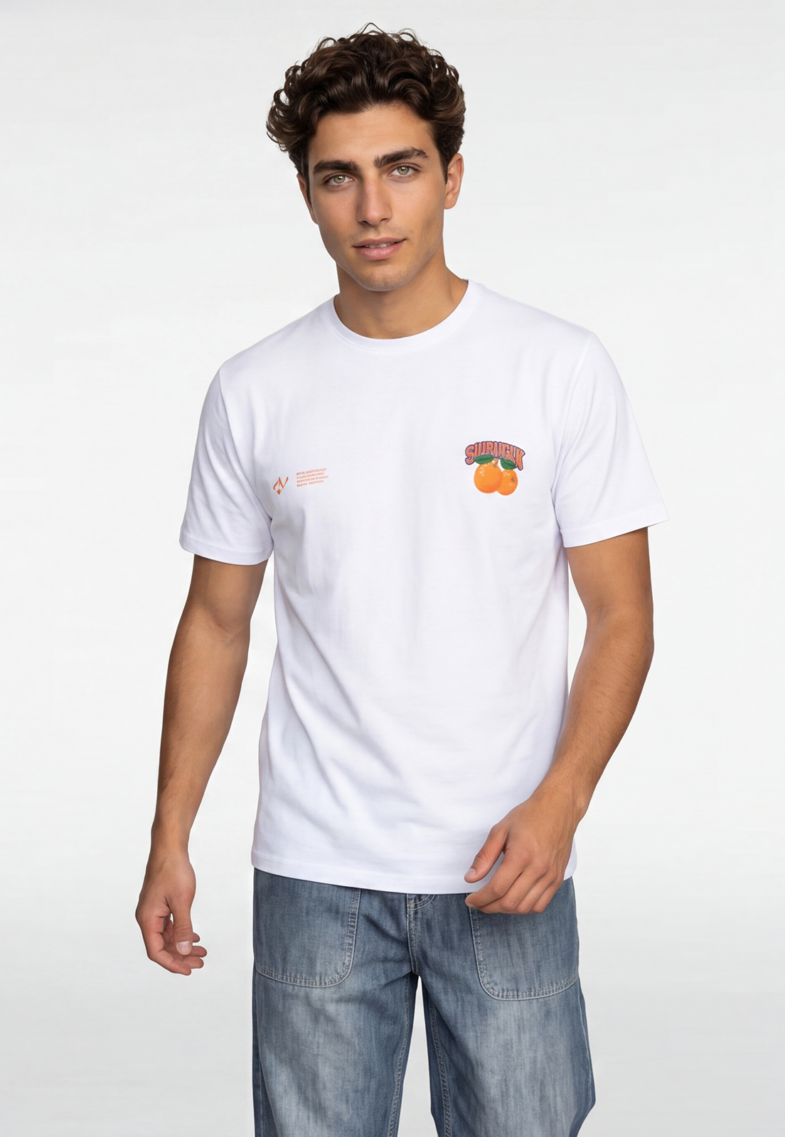 Polera Hombre Naranjas Blanco 1