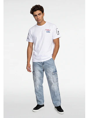 Polera Hombre Print Mangas Blanco