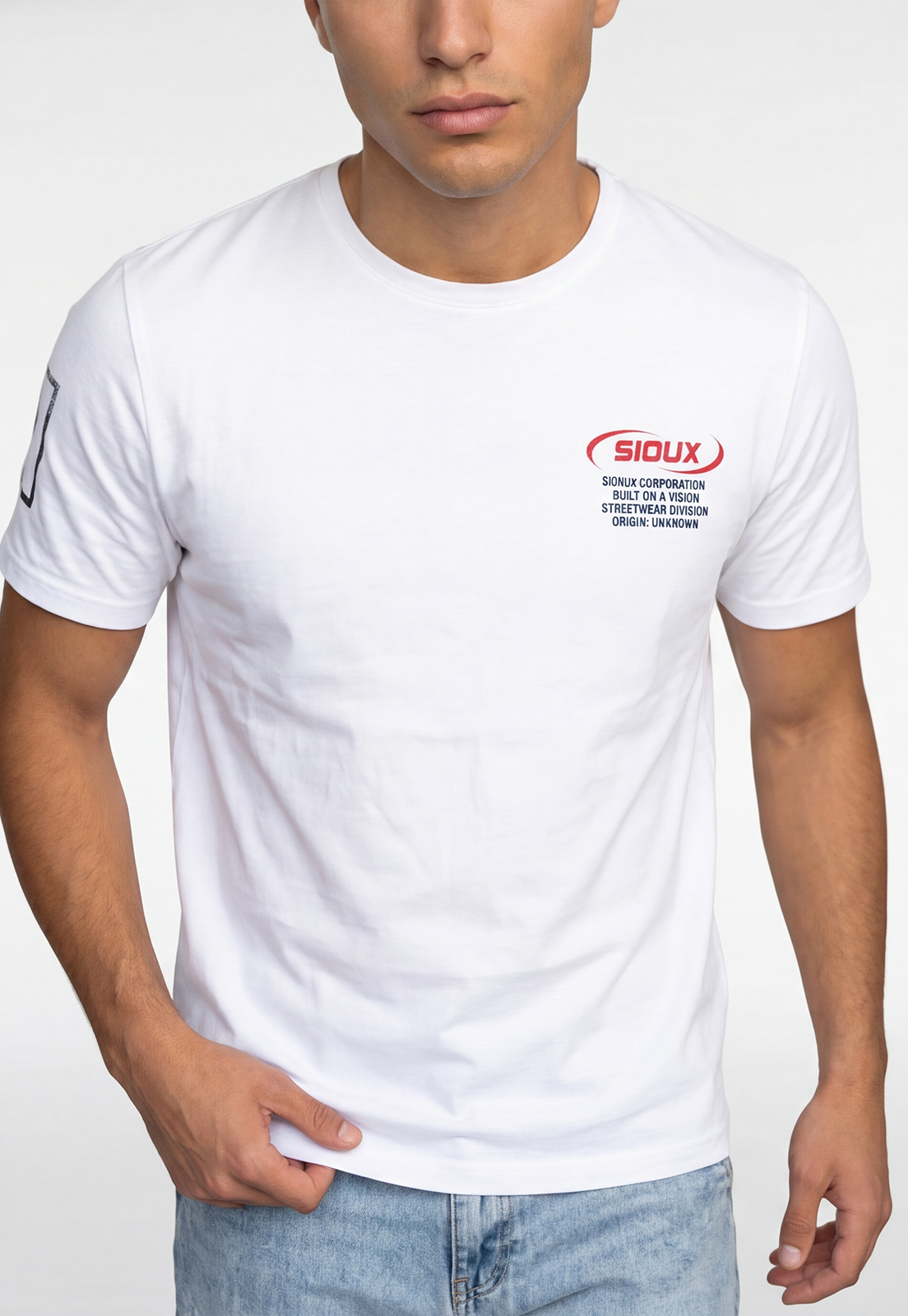 Polera Hombre Print Mangas Blanco 3