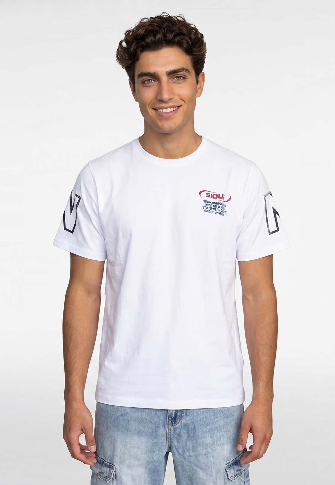 Polera Hombre Print Mangas Blanco 1