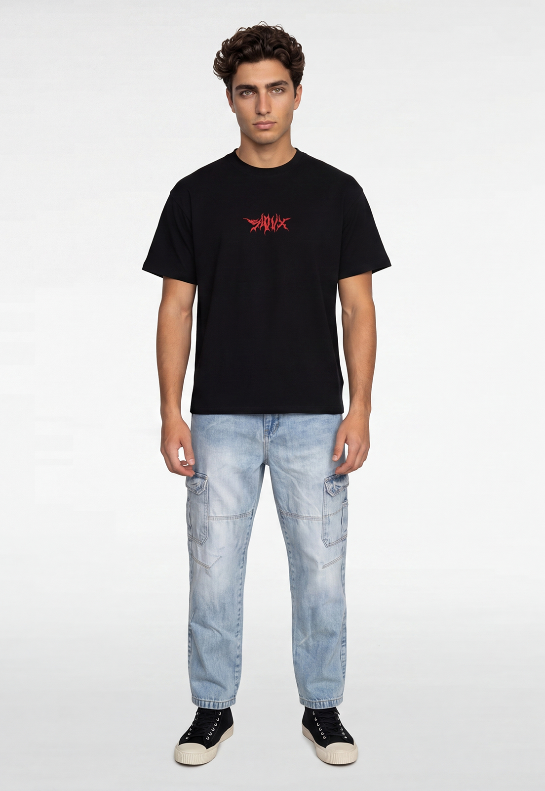 Polera Hombre Piqué Bicolor Negro 2