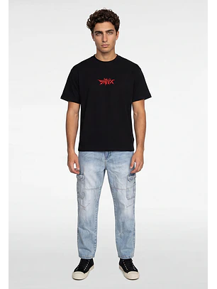 Polera Hombre Piqué Bicolor Negro