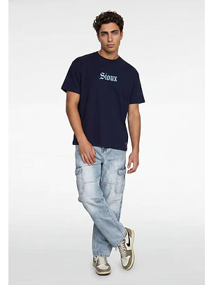 Polera Hombre Piqué Bicolor Azul