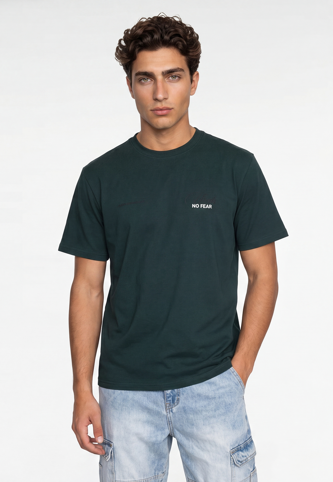 Polera Hombre Print Letras Verde 1