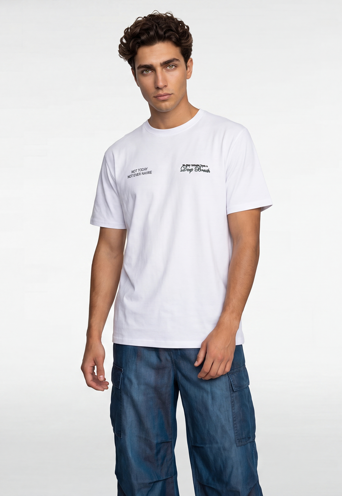 Polera Hombre Print Letras Blanco 1