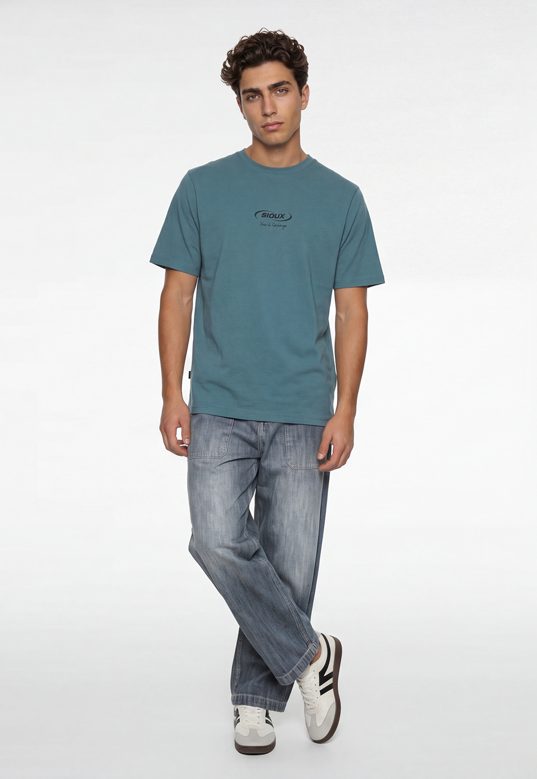 Polera Hombre Print Reloj Verde 2