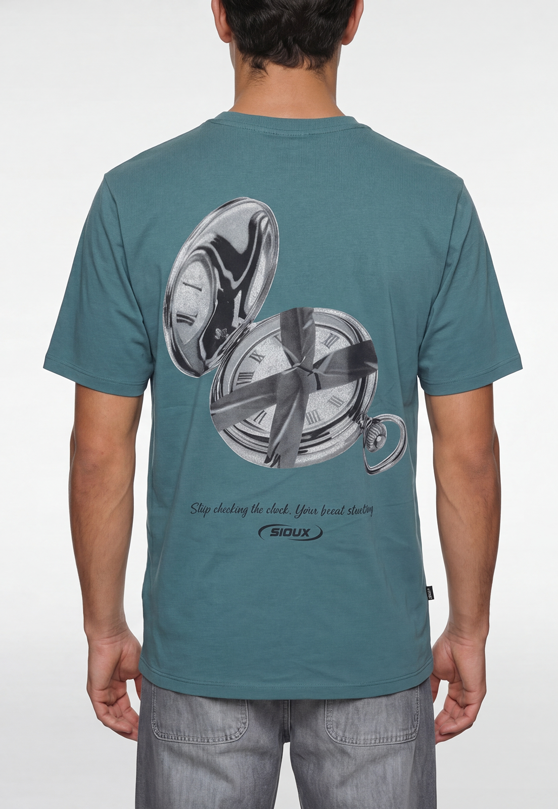 Polera Hombre Print Reloj Verde 3