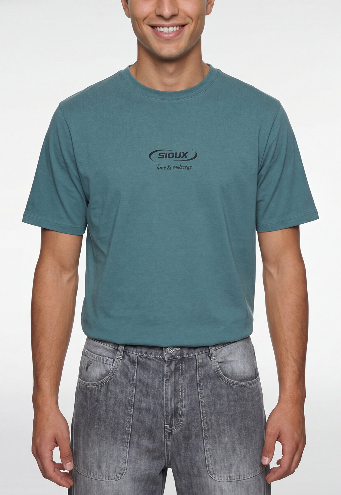 Polera Hombre Print Reloj Verde 4