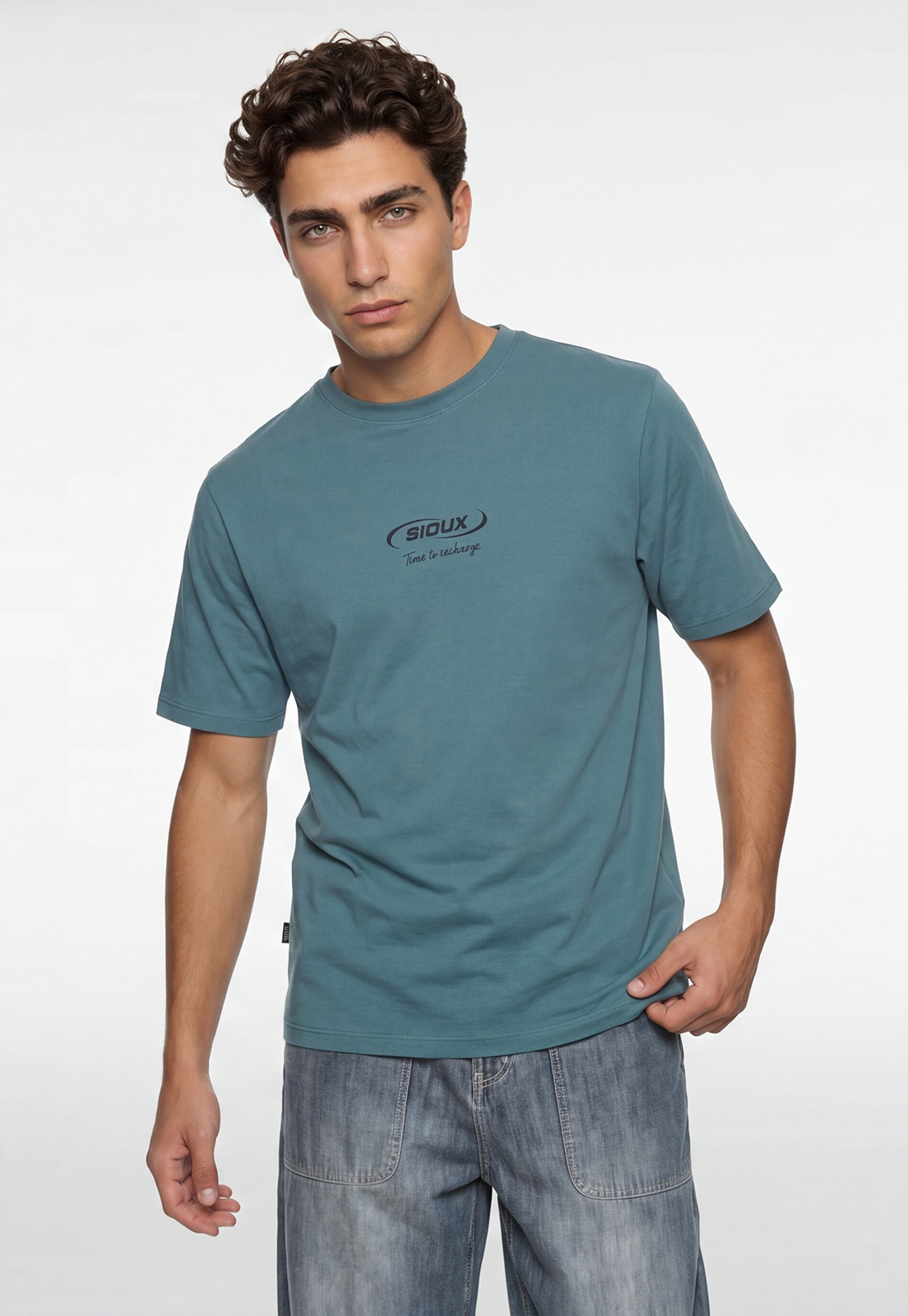 Polera Hombre Print Reloj Verde 1