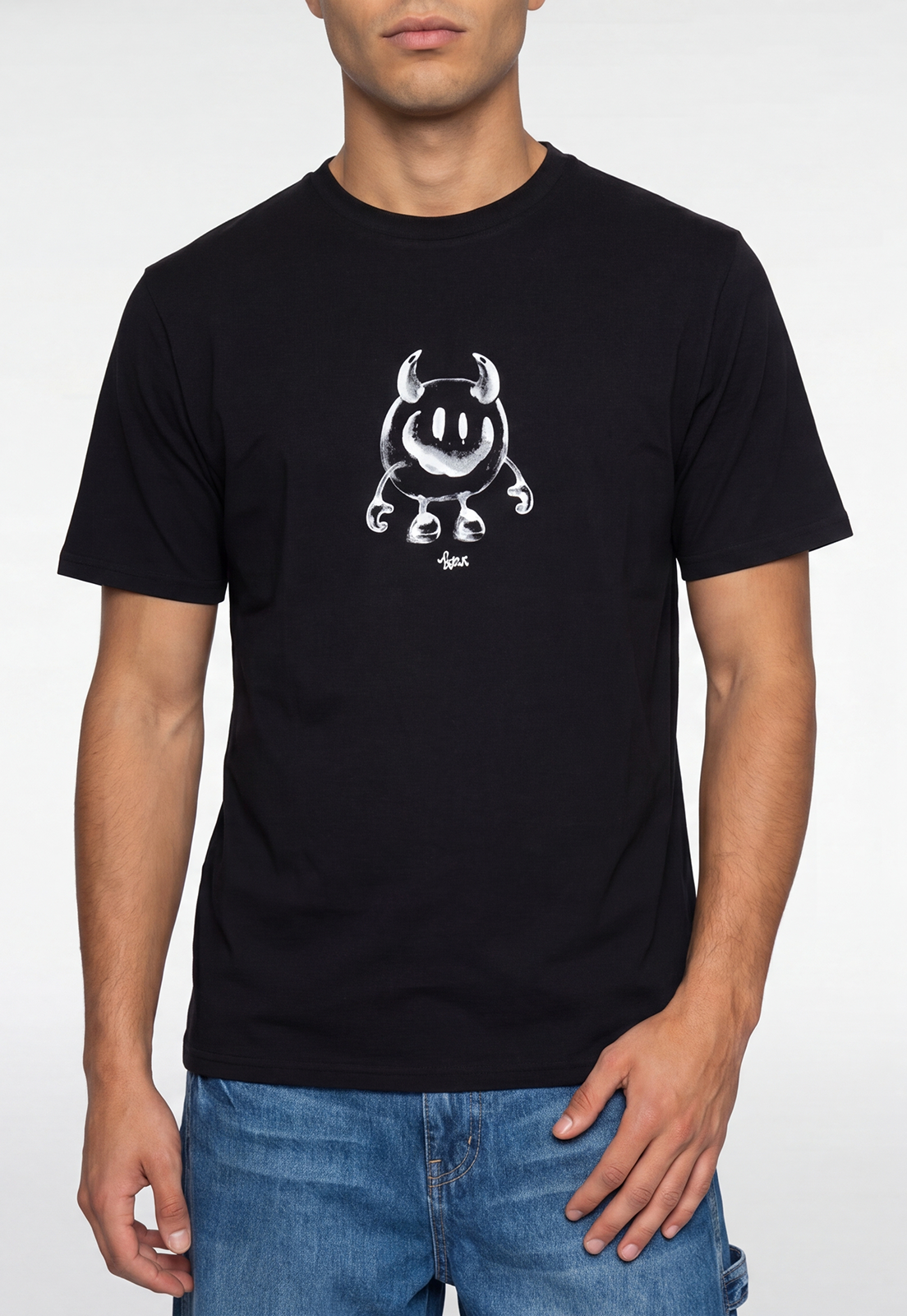 Polera Hombre Print Cara Negro 3