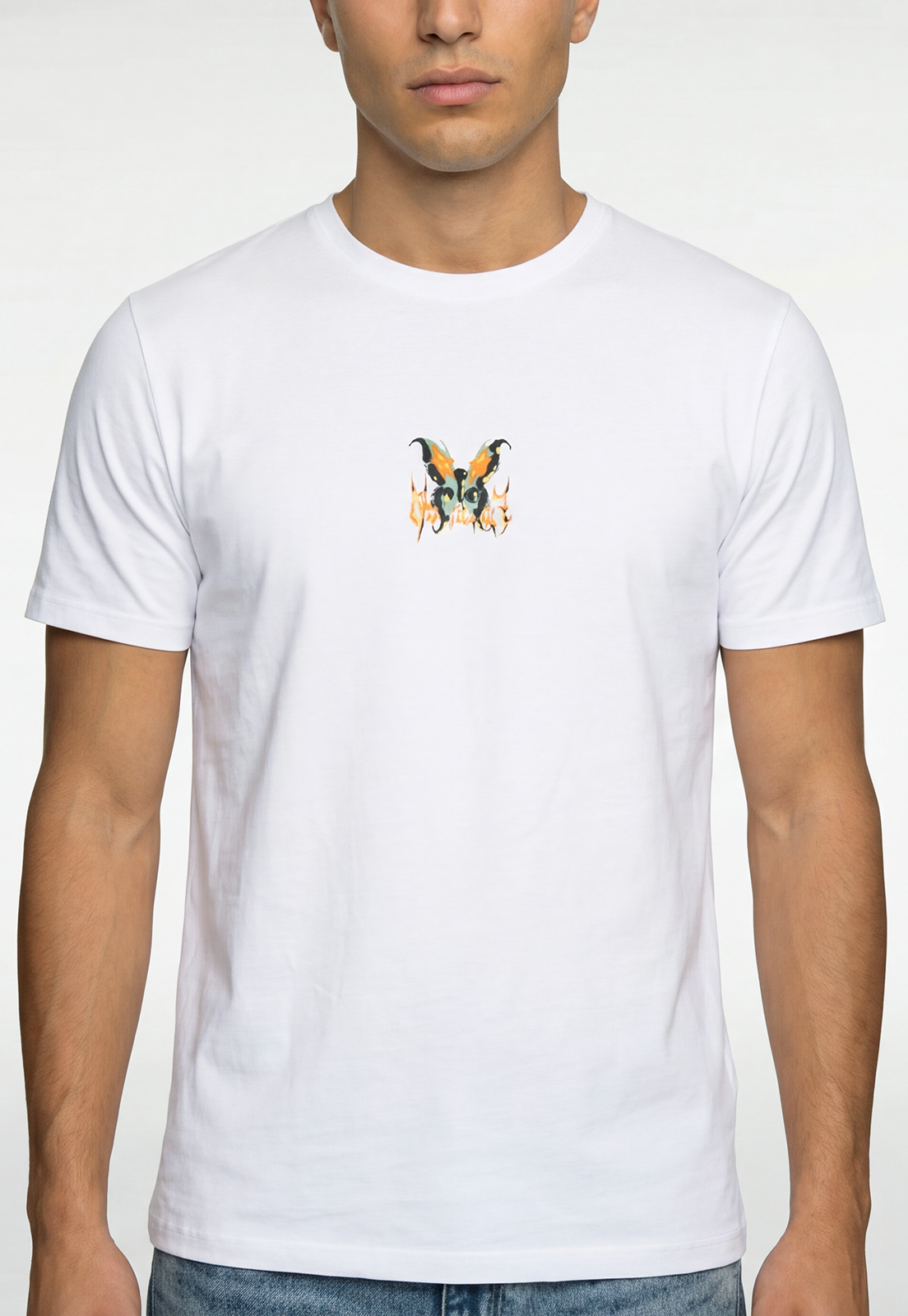 Polera Hombre Print Mariposa Espalda Blanco 3